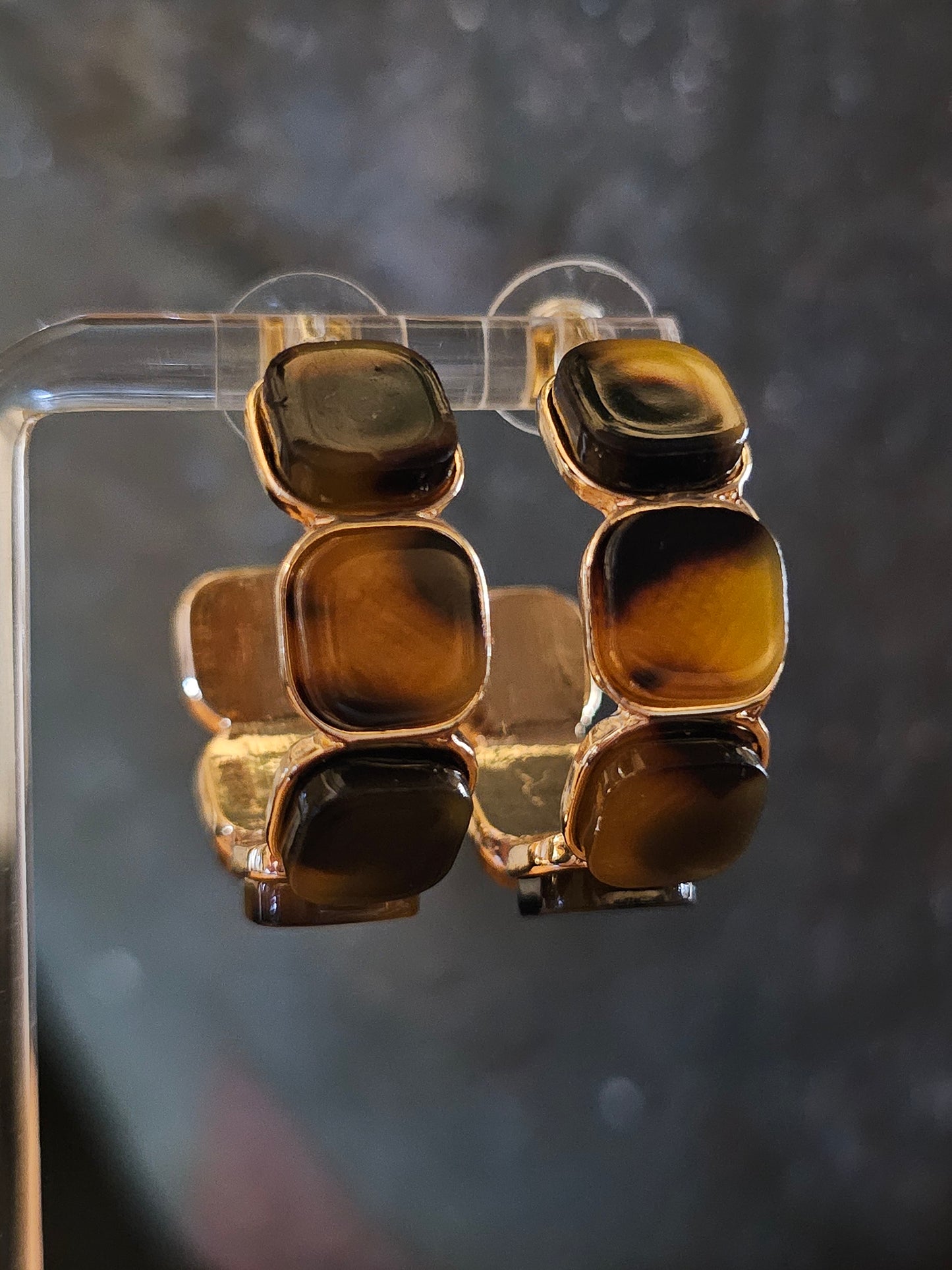 Tortoise & Gold Hoop Earrings