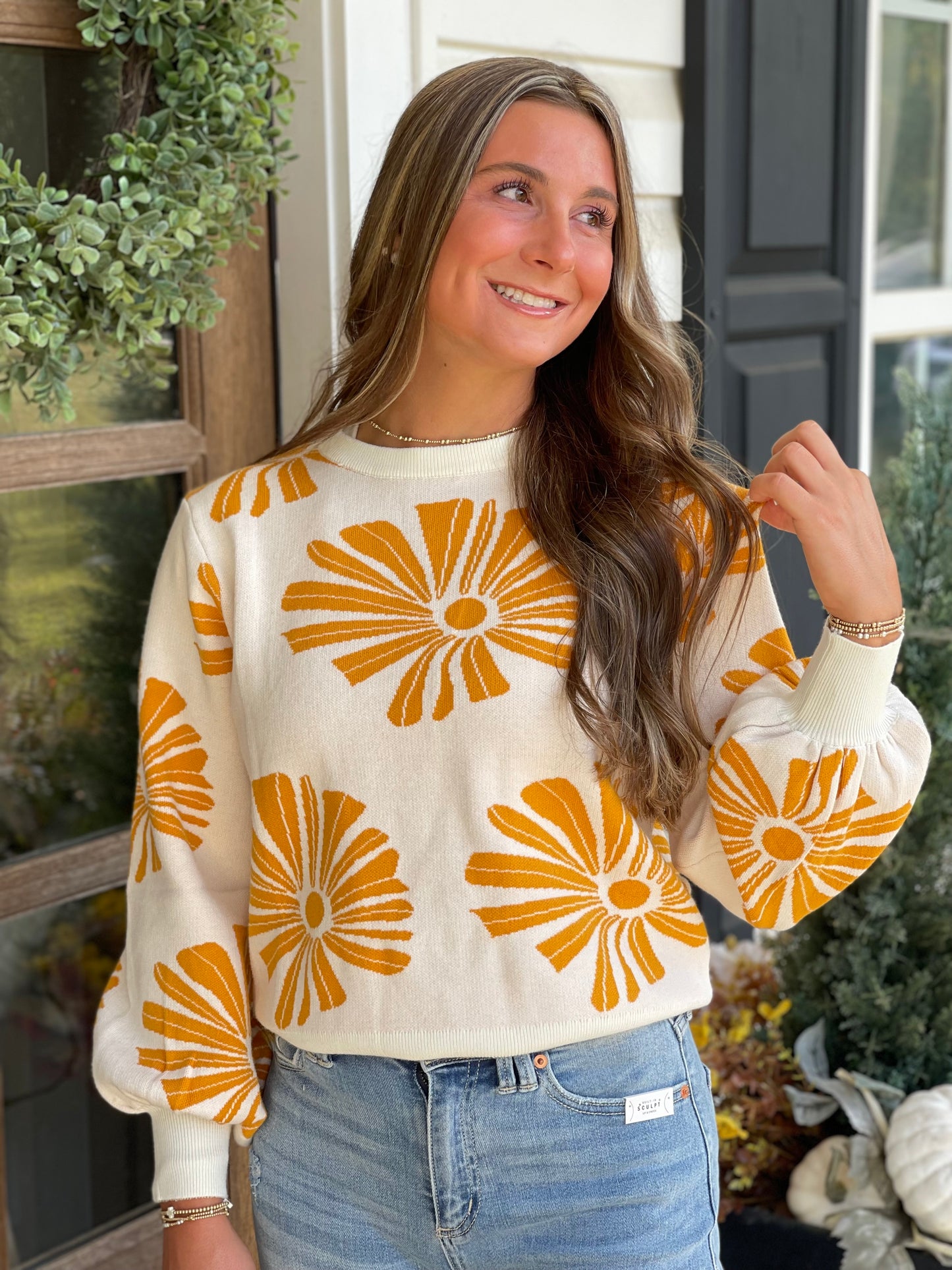 Vintage Floral Print Sweater