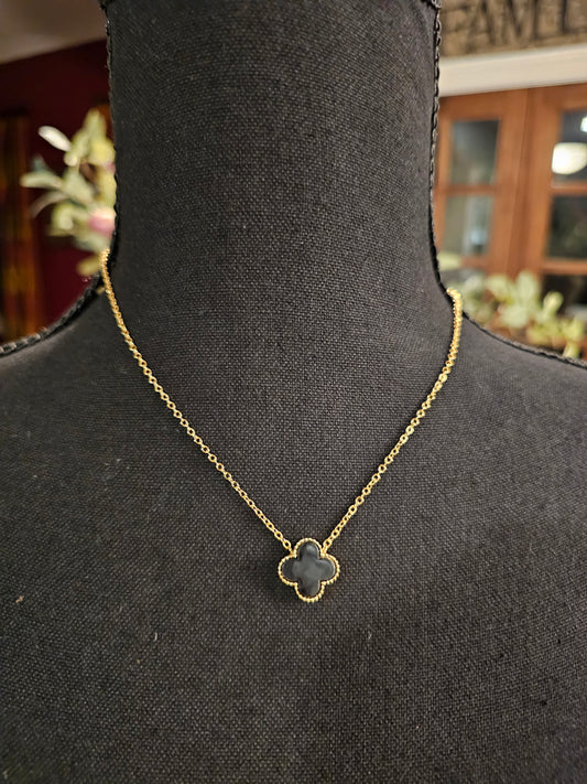 Black Clover Pendant Necklace