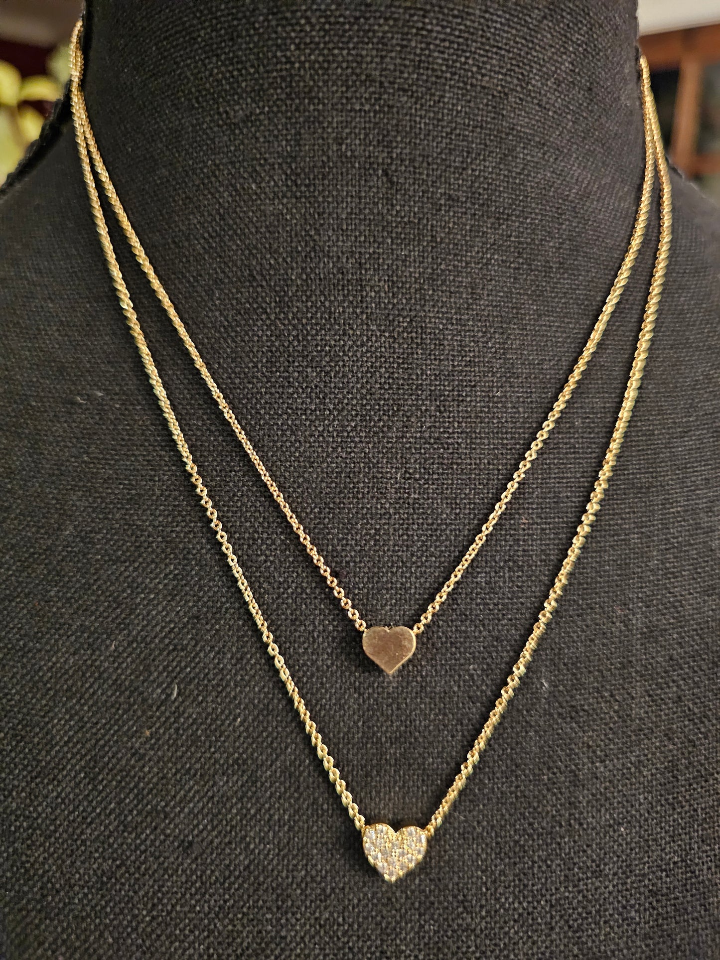 Gold Double Heart Layered Necklace