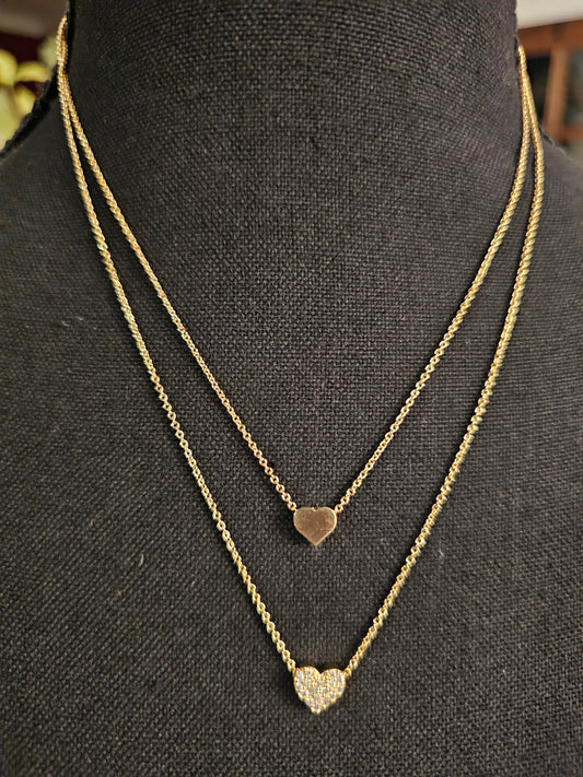 Gold Double Heart Layered Necklace