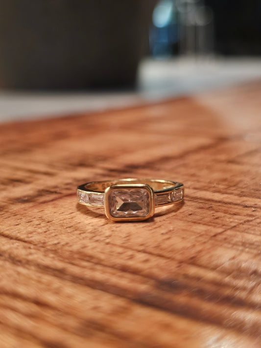 Emerald-Cut Crystal Baguette Ring