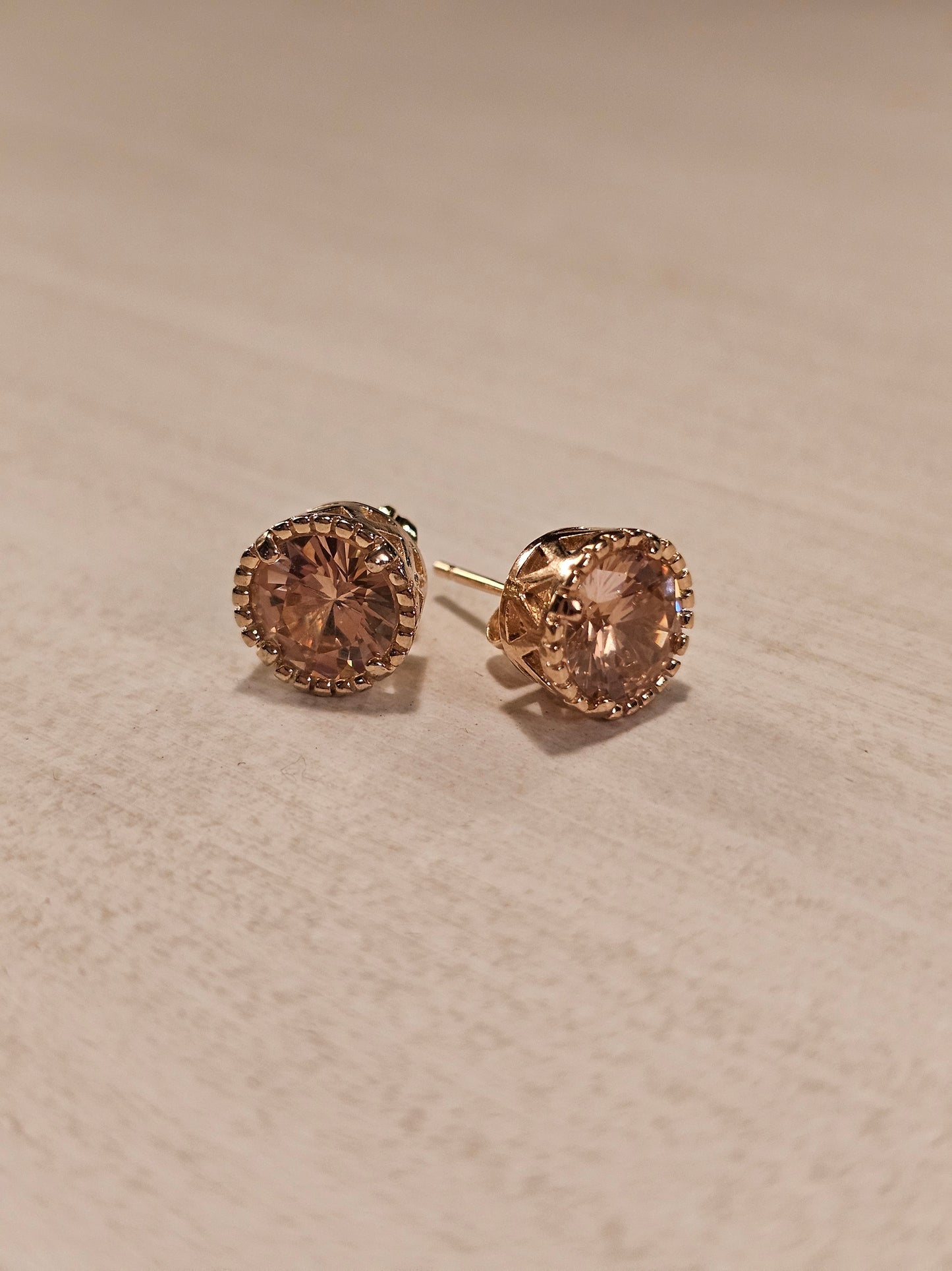 Amber Colored Stone Gold Dipped Studs