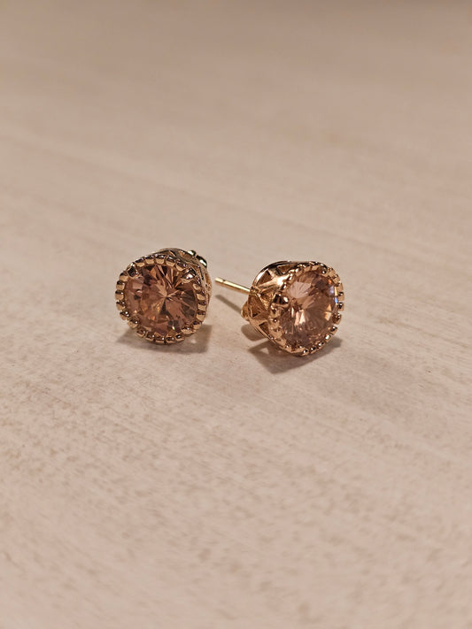 Amber Colored Stone Gold Dipped Studs