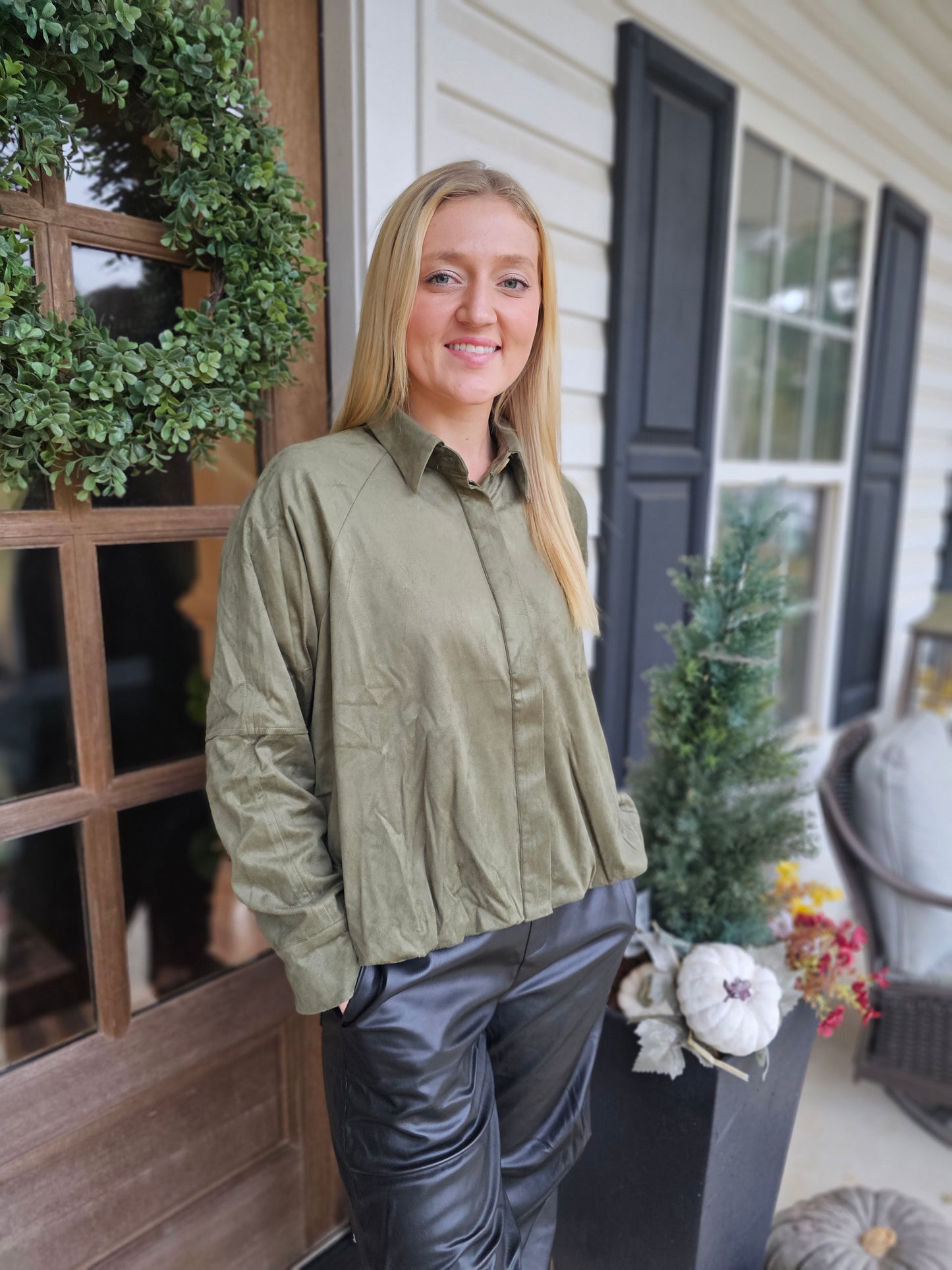 Olive Green Suede Shirt/Jacket