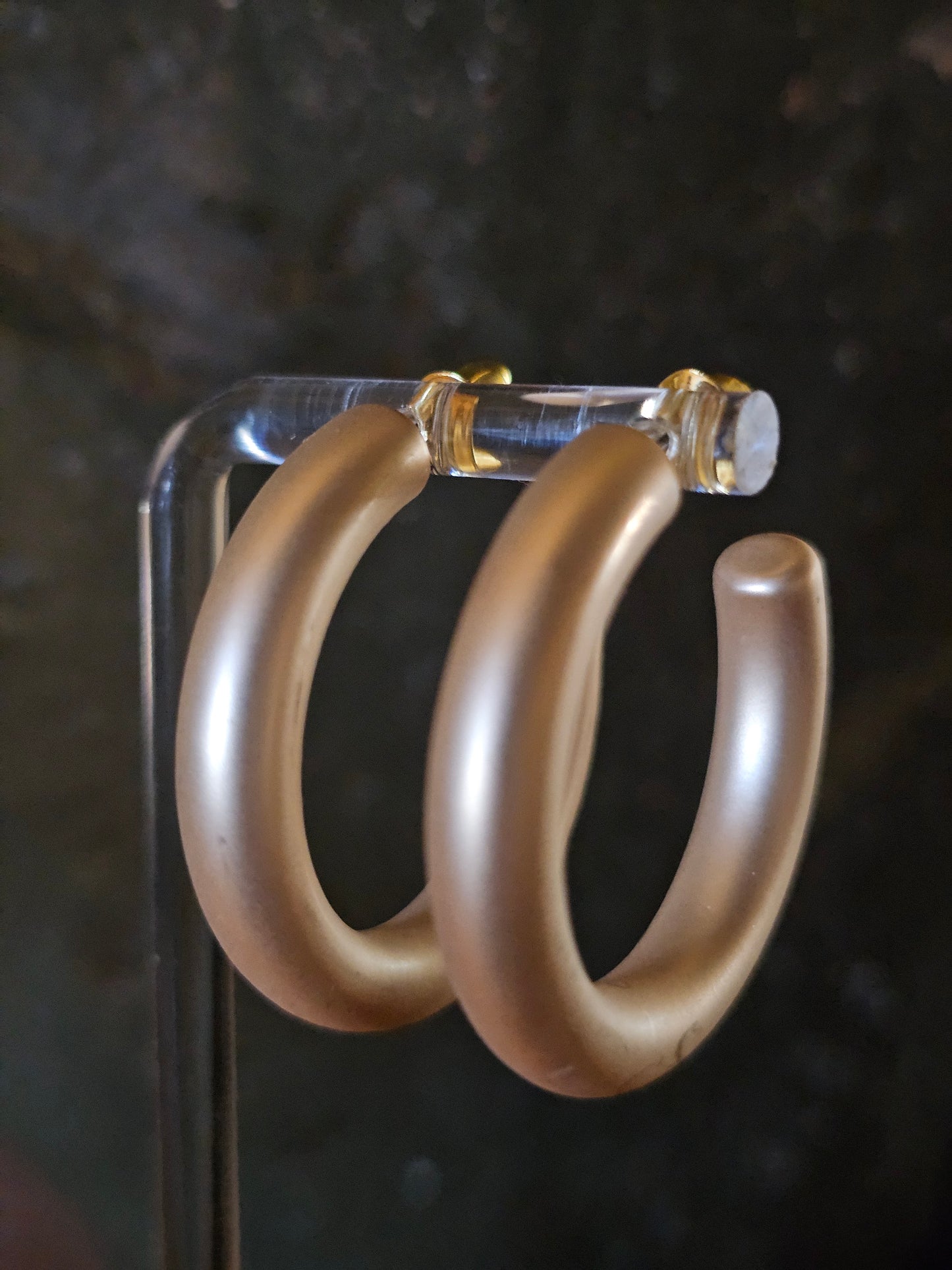 Medium Size Brushed Gold Hoops