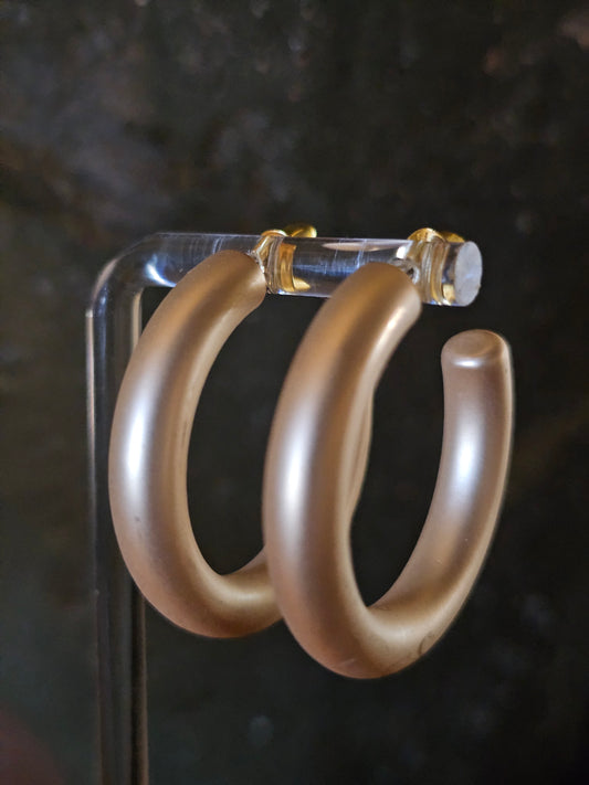Medium Size Brushed Gold Hoops