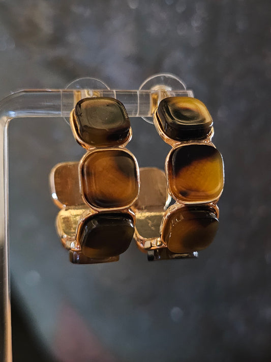 Tortoise & Gold Hoop Earrings