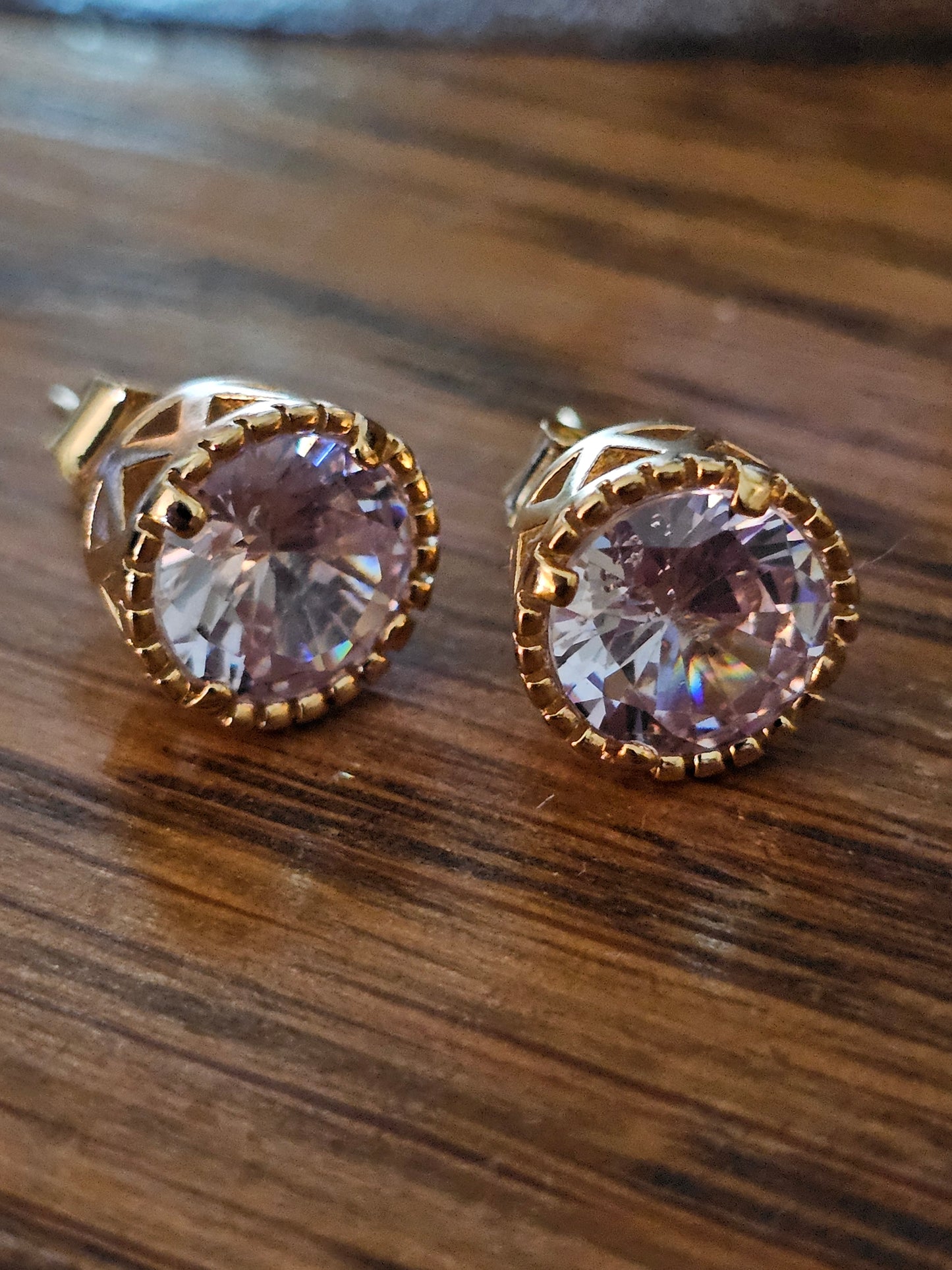 Clear Gold Tone Stud Earrings