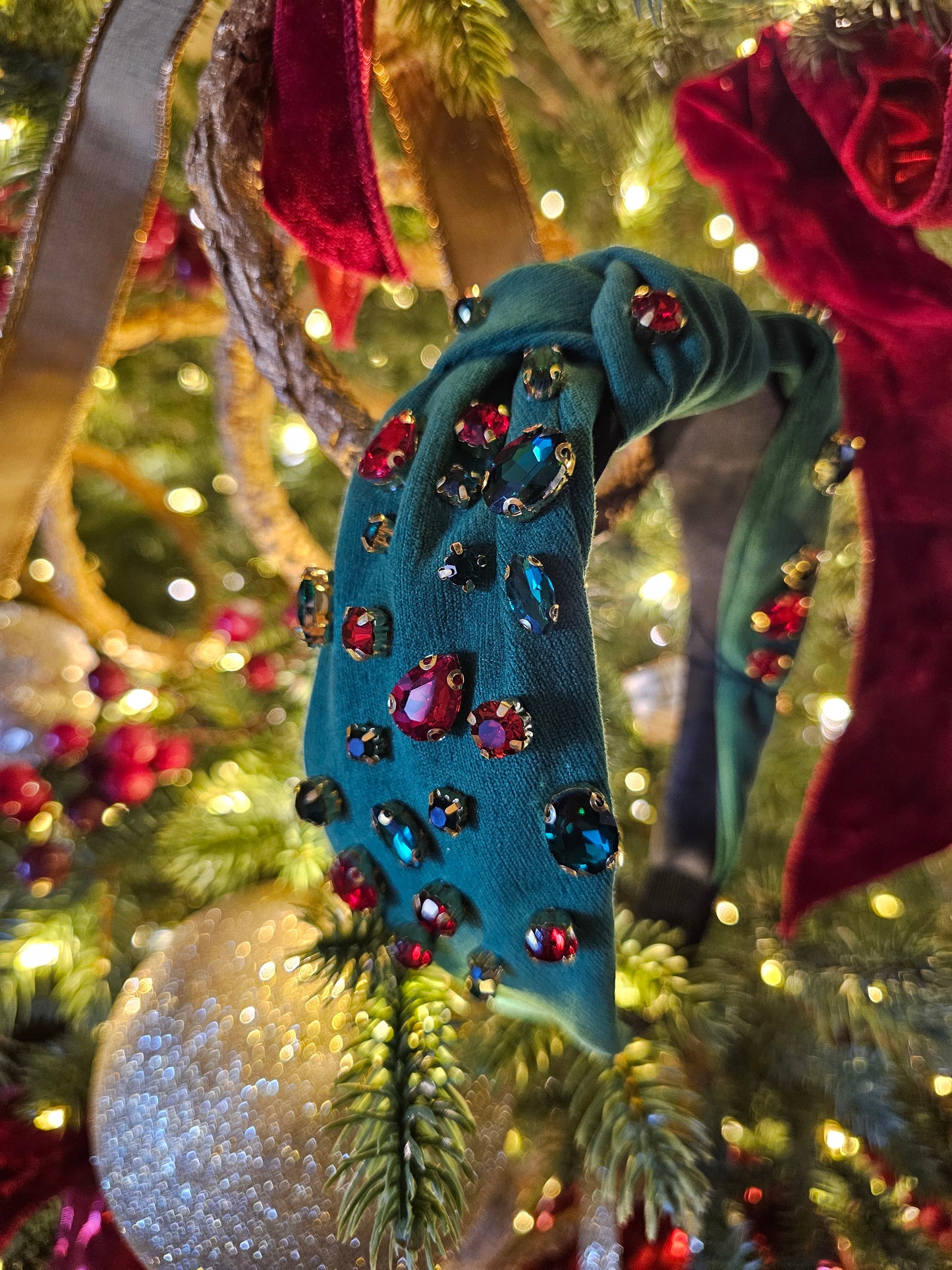 Christmas Multi Stone Green Headband