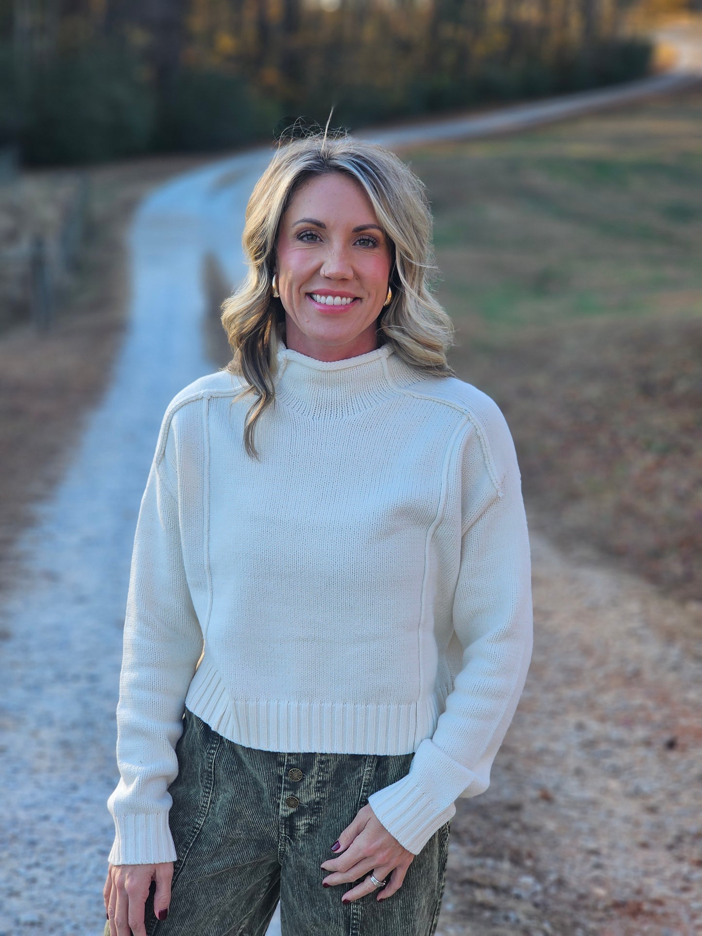 Mock Neck Ribbed Sweater