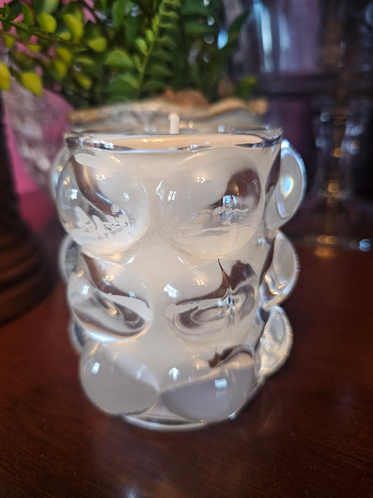 Glow Candle in Clear Bubble Glass