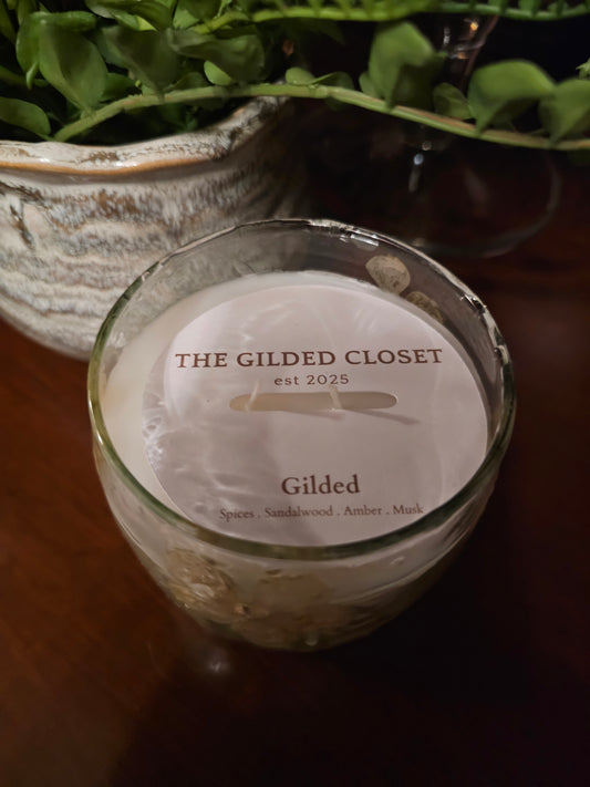 Gilded Signature Candle Pressed Flower in Glass