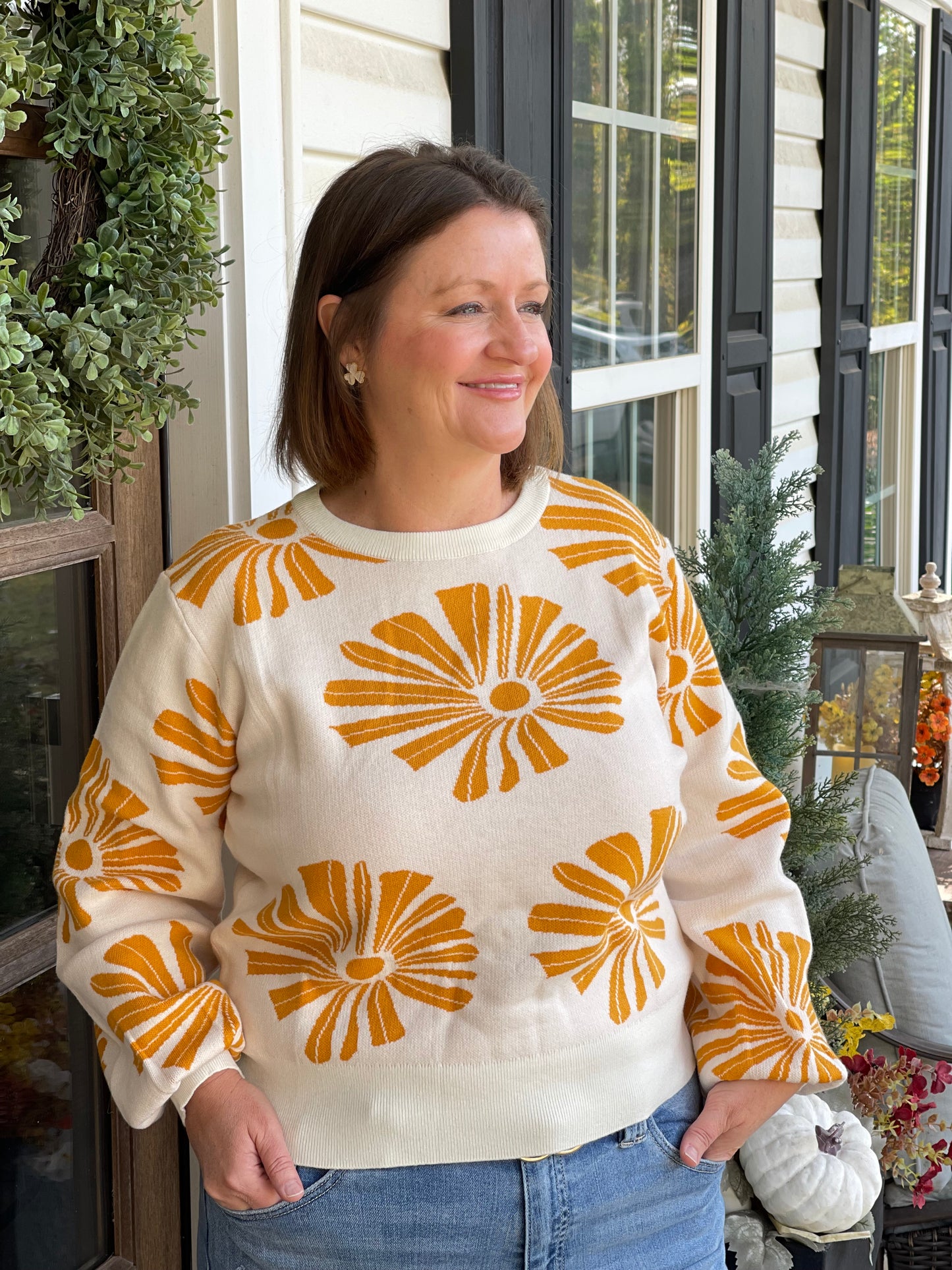 Vintage Floral Print Sweater