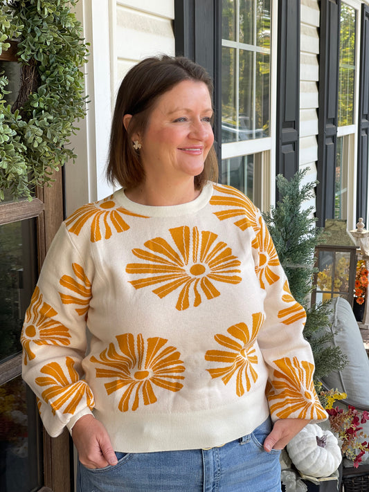 Vintage Floral Print Sweater