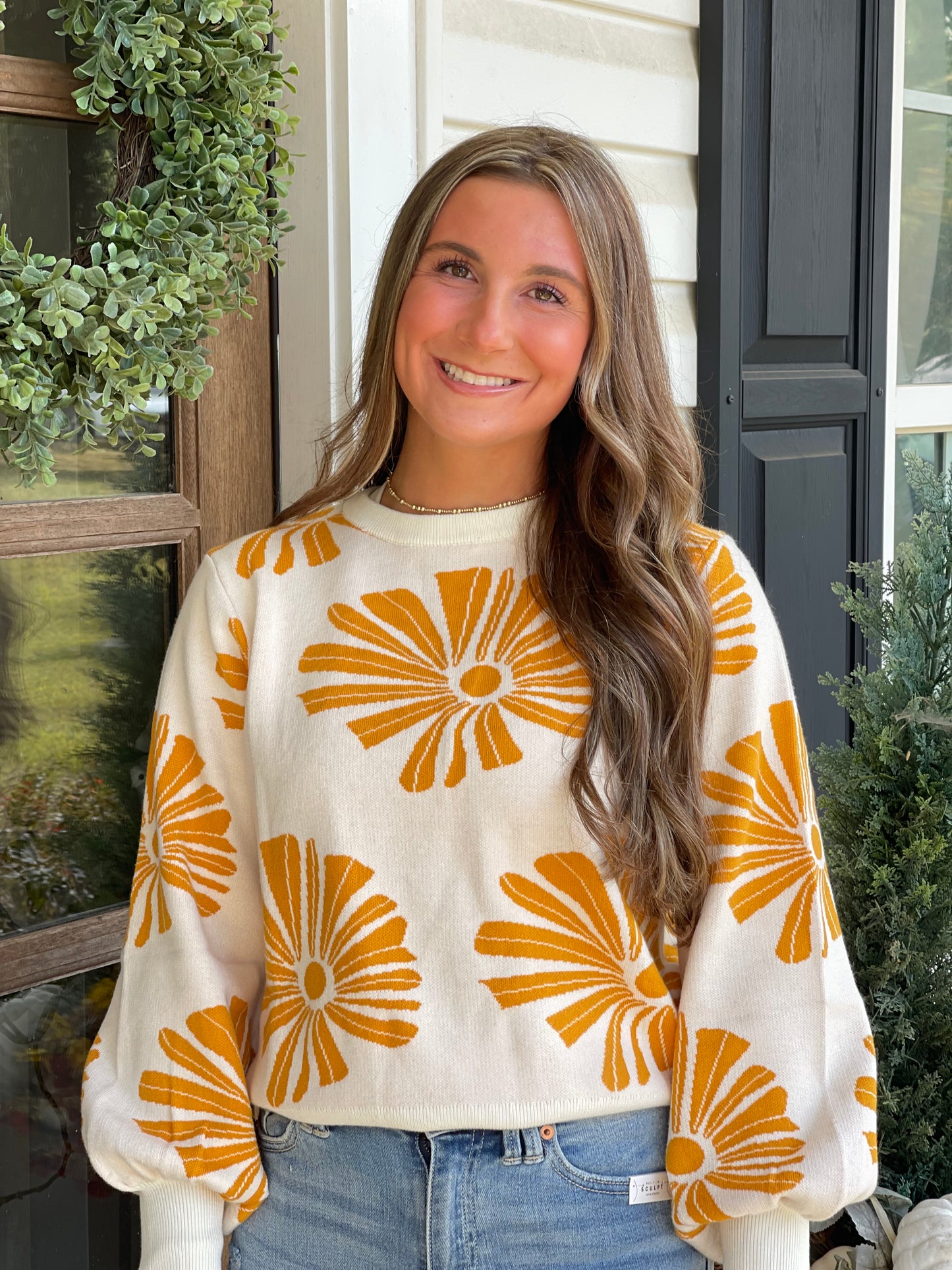 Vintage Floral Print Sweater