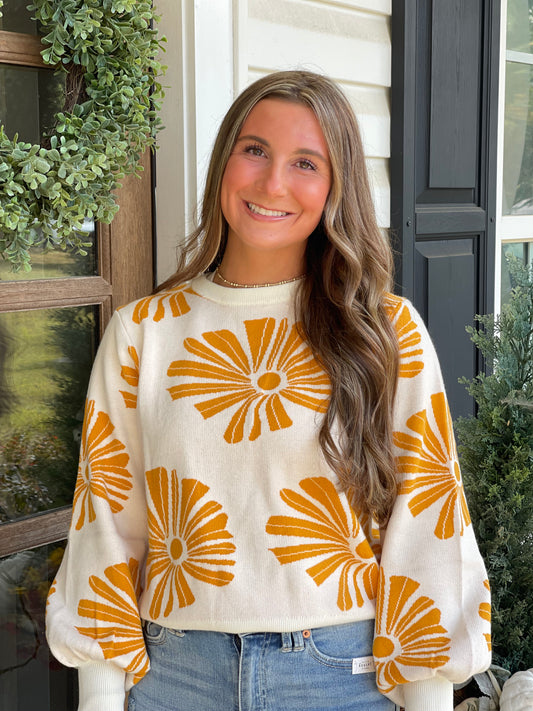 Vintage Floral Print Sweater