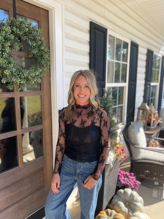 Lace Sheer Mesh Top