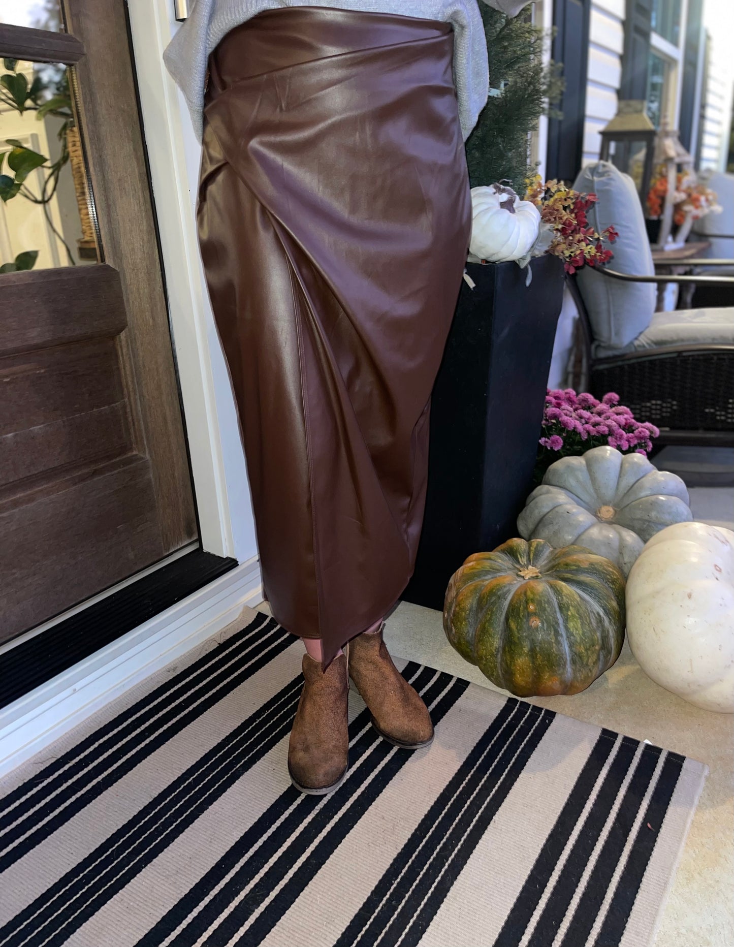 Brown Pleather Skirt