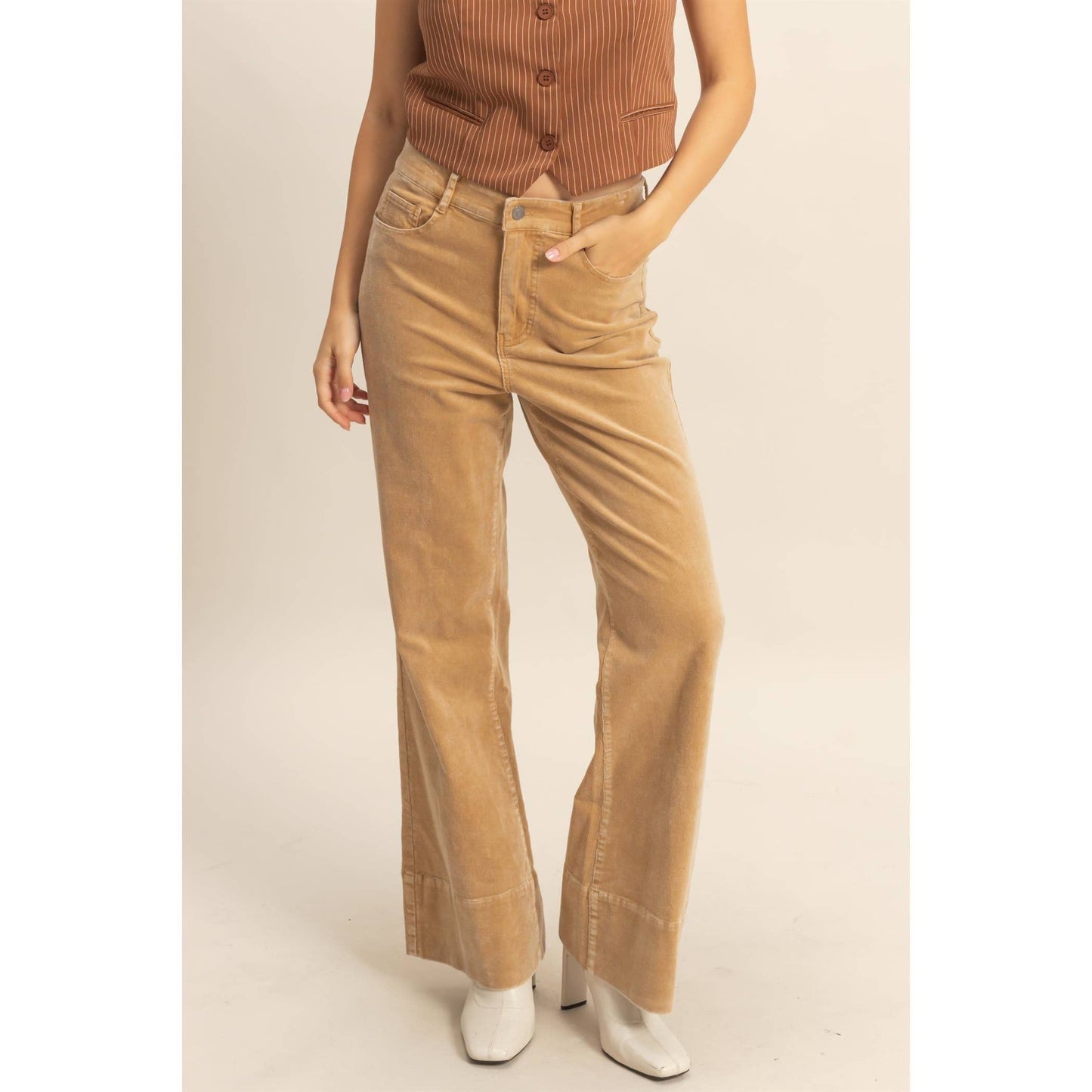 Mineral Washed Casual Flare Pants