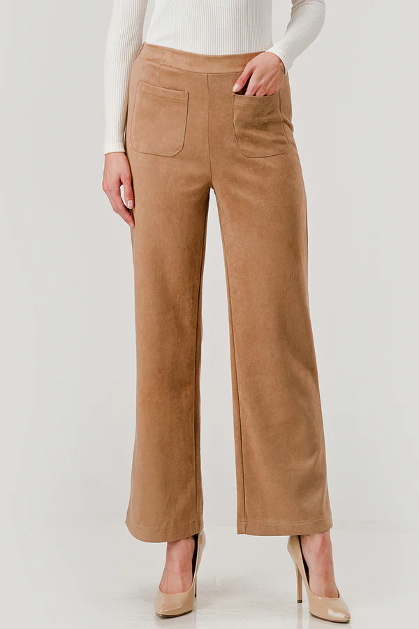 Suede Pull on Pocket Pants